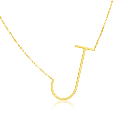 9ct Yellow Gold Silverfilled Initial "J" Pendant on 42+3cm Chain