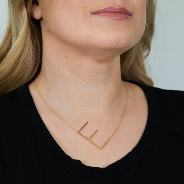 9ct Yellow Gold Silverfilled Initial "E" Pendant on 42+3cm Chain