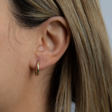 9ct Yellow Gold Silverfilled Diamond Cut 10mm Hoop Earrings