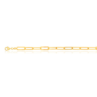 9ct Yellow Gold Silverfilled Paperclip Link 19.7cm Bracelet