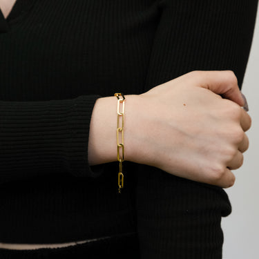 9ct Yellow Gold Silverfilled Paperclip Link 19.7cm Bracelet