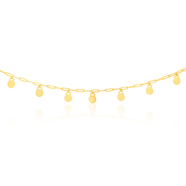 9ct Yellow Gold Silver Filled Round Coins On 30+7cm Paperclip Choker Chain