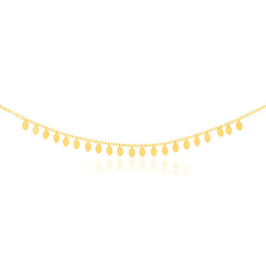 9ct Yellow Gold Silverfilled Small Gold Leaves On 30+7cm Choker Chain