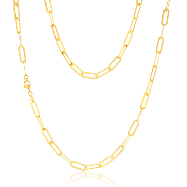 9ct Yellow Gold Silver Filled Paperclip 60cm Chain