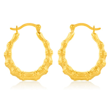 9ct Yellow Gold Silver Filled Fancy Light Hoop Earring