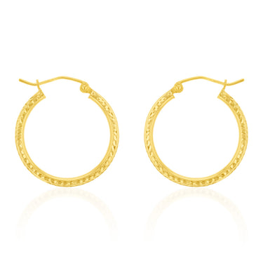 9ct Yellow Gold Silver Filled Fancy Hoop Earring