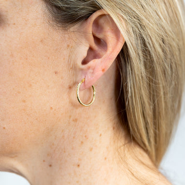 9ct Yellow Gold Silver Filled Fancy Hoop Earring