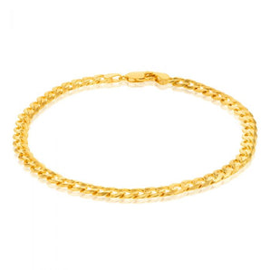 9ct Yellow Gold Silverfilled Bevelled Curb 120 Gauge 23cm Bracelet