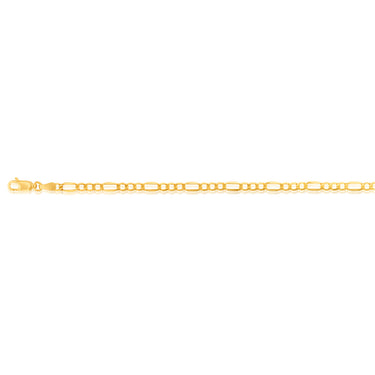 9ct Yellow Gold Silverfilled 80 Gauge Bevelled 1:3 Figaro 21cm Bracelet