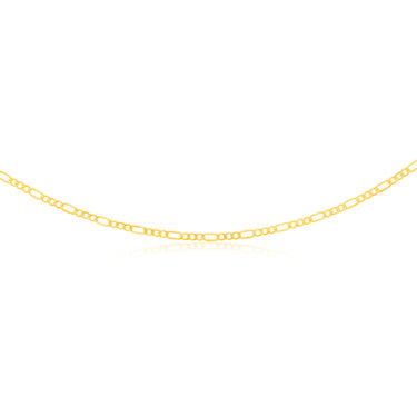 9ct Yellow Gold Silverfilled Bevelled 1:3 Figaro 80 Gauge 50cm Chain