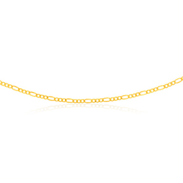 9ct Yellow Gold Silverfilled Bevelled 1:3 Figaro 80 Gauge 55cm Chain