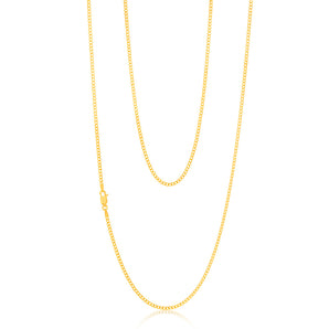 9ct Yellow Gold Silverfilled 60 Gauge Curb 80cm Chain