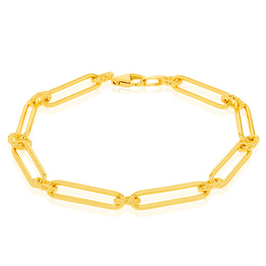 9ct Yellow Gold Silverfilled Fancy 19cm Bracelet
