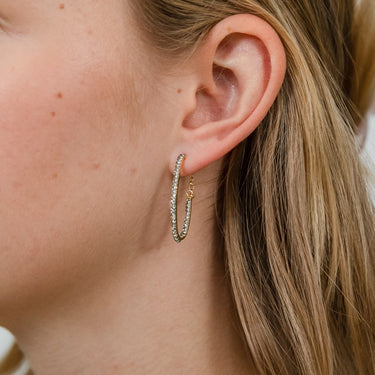 9ct Yellow Gold Silver Filled Black Crystals On Hoop Earrings