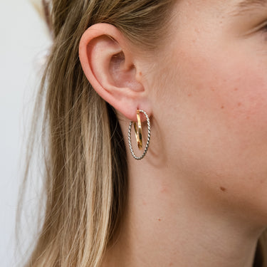 9ct Yellow Gold Silver Filled Two Tones Double Layer Hoop Earrings