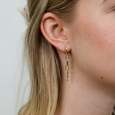 9ct Yellow Gold Silver Filled Link Drop Crystal Earrings