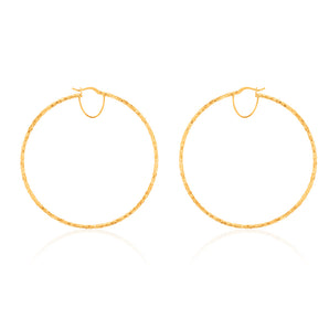 9ct Yellow Gold Silverfilled Fancy 60mm Hoop Earrings