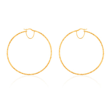 9ct Yellow Gold Silverfilled Fancy 60mm Hoop Earrings