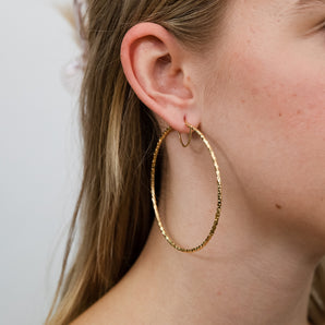 9ct Yellow Gold Silverfilled Fancy 60mm Hoop Earrings