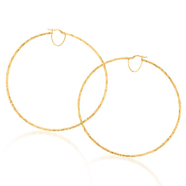 9ct Yellow Gold Silver Filled Fancy 80mm Hoop Earrings