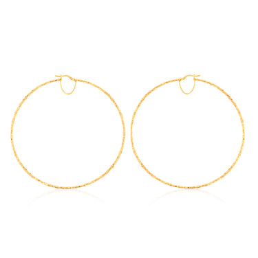 9ct Yellow Gold Silver Filled Fancy 80mm Hoop Earrings