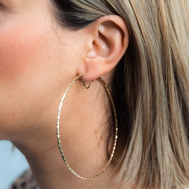 9ct Yellow Gold Silver Filled Fancy 80mm Hoop Earrings
