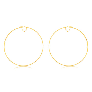 9ct Yellow Gold Silverfilled Fancy 100mm Hoop Earrings