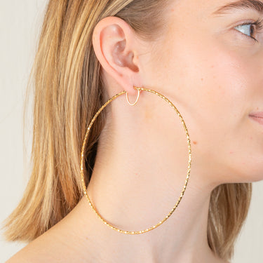 9ct Yellow Gold Silverfilled Fancy 100mm Hoop Earrings