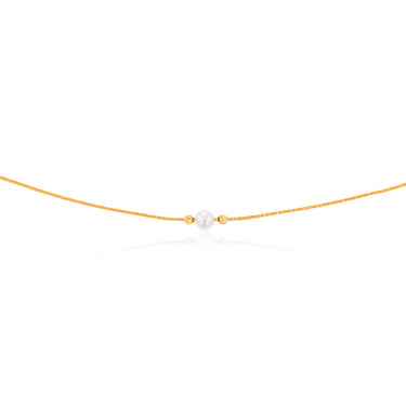 9ct Yellow Gold Silverfilled White Beads 25 Gauge Wheat 60cm Adjustable Chain