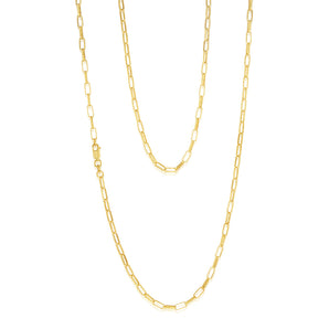 9ct Yellow Gold Silverfilled Small Paperclip 70cm Chain