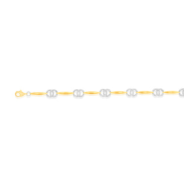 9ct Yellow And White Gold Silverfilled Fancy 19.7cm Bracelet