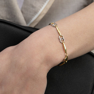 9ct Yellow And White Gold Silverfilled Fancy 19.7cm Bracelet