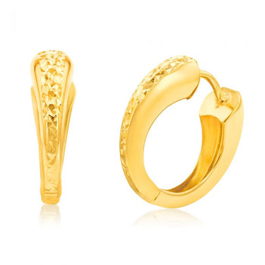 9ct Yellow Gold Silver Filled Patterned Broad Sleeper Earrings