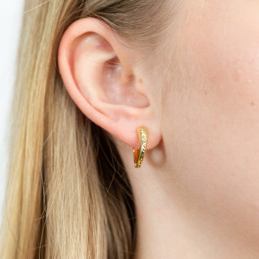 9ct Yellow Gold Silver Filled Patterned Broad Sleeper Earrings