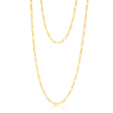 9ct Yellow Gold Silverfilled 1:3 Figaro 80 Gauge 70cm Chain