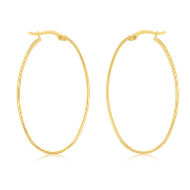 9ct Yellow Gold Silverfilled Plain  Oval Hoop Earring