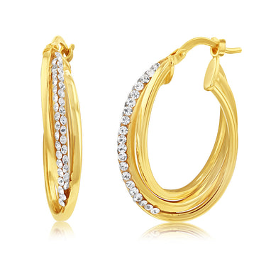 9ct Yellow Gold Silverfilled Crystal Hoop Earrings