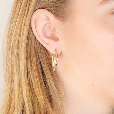9ct Yellow Gold Silverfilled Crystal Hoop Earrings