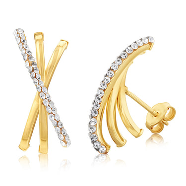 9ct Yellow Gold Silverfilled Crystal Star Stud Earrings