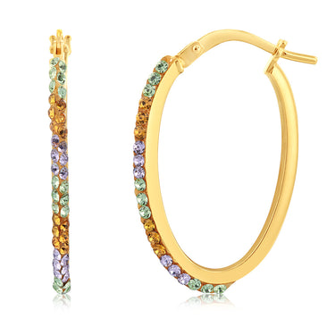 9ct Yellow Gold Silver Filled Multicolour Hoop Earrings