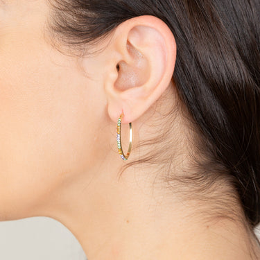 9ct Yellow Gold Silver Filled Multicolour Hoop Earrings