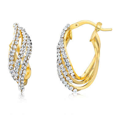 9ct Yellow Gold Silver Filled Fancy Crystal Hoop Earrings
