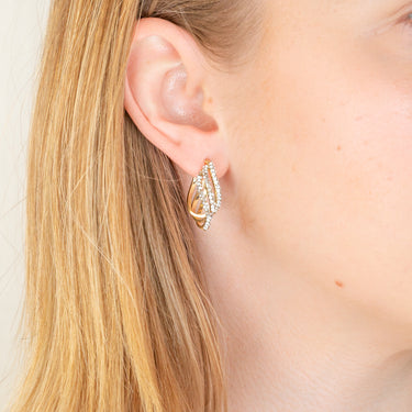 9ct Yellow Gold Silver Filled Fancy Crystal Hoop Earrings