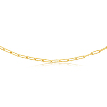 9ct Yellow Gold Silverfilled Diamond Cut Paperclip 45cm Chain