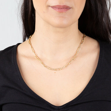 9ct Yellow Gold Silverfilled Diamond Cut Paperclip 45cm Chain