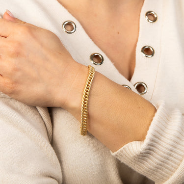 9ct Yellow Gold Silverfilled Curb Sparkling 19cm Bracelet