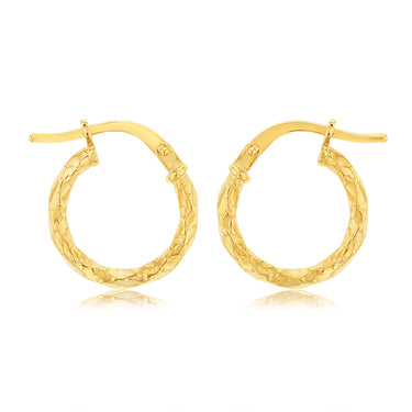9ct Yellow Gold Silverfilled Fancy Twisted 10mm Earrings