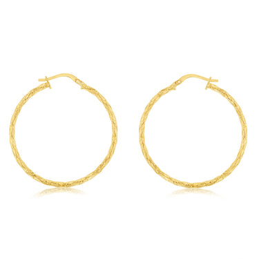 9ct Yellow Gold Silver Filled Fancy Twisted 30mm Earrings