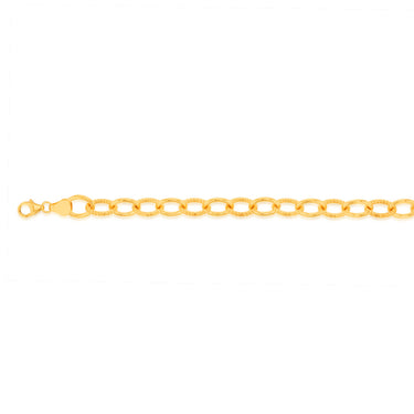 9ct Yellow Gold Silverfilled Fancy Patterned 19cm Belcher Bracelet