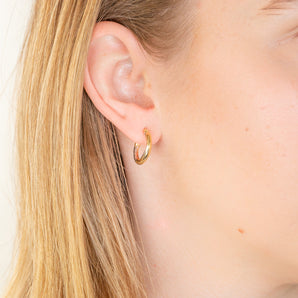 9ct Yellow Gold Silverfilled Fancy Diamond Cut Twisted Earrings
